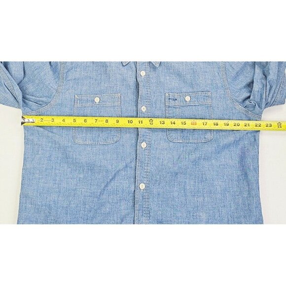 Gap 1969 Size Large Mens Blue Iconic Worker Chambray Denim Long Sleeve Shirt - Picture 3 of 10